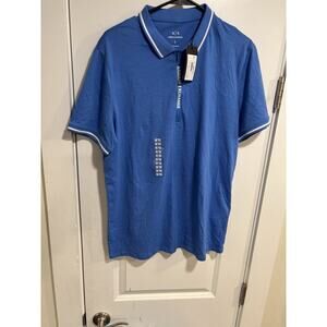 Armani Exchange AX Half Zip Polo Shirt Blue Mens Large NWT SKU 318